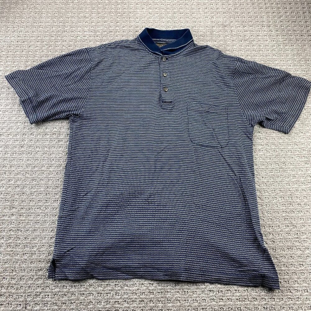 Donald J. Trump Signature Collection Polo Shirt Men M Blue Double Mercerized